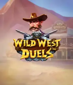  Dive into the daring world of "Wild West Duels" by Pragmatic Play, featuring a hardened gunslinger ready for a showdown. The image displays a stern cowboy with crossed pistols, framed by a desert backdrop. His focused expression and authentic attire highlight the theme of the Old West. The game's title is boldly presented in an ornate font, enhancing the action-packed theme. 